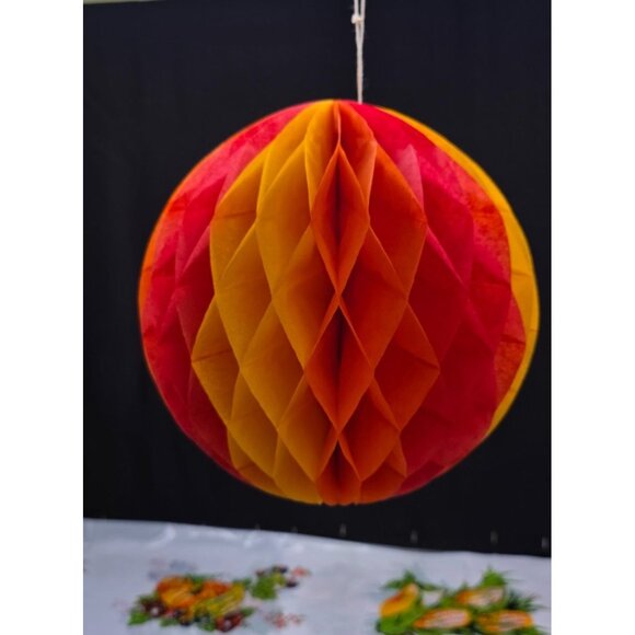 Vintage Honey Comb Hanging Decor Orange and Red Fall Autum Decor - Picture 1 of 6